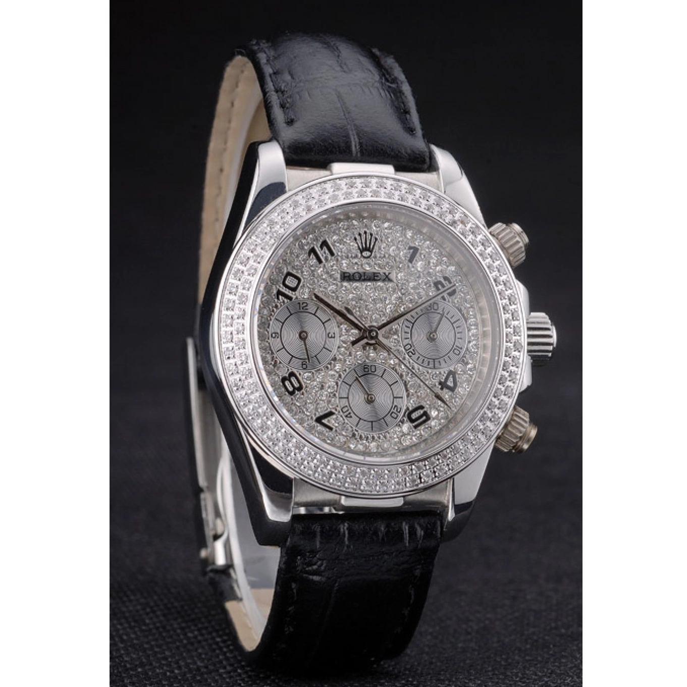 AAA replica watch Studded Daytona Steel Bezel Crystal Case Dial Lady Stainless Studded Crystal Rolex 0731